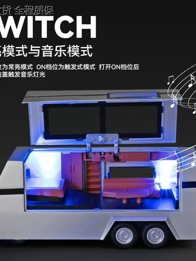 Yusenyi Alloy mini remote control off-road Tesla car Cyber pickup truck high-speed tiltable car desktop 1 32 Tesla pickup RV full set green