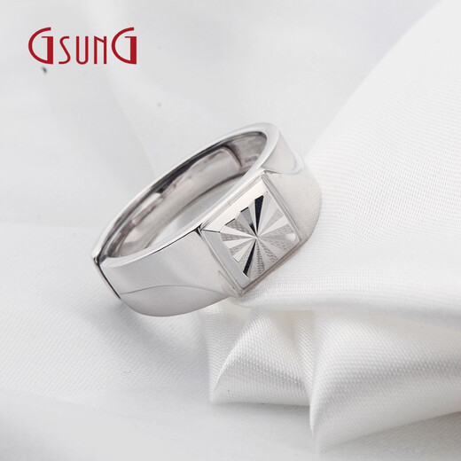 GsunG platinum PT950 ring men's platinum men's style atmospheric shiny wide ring men's live fashion ring priced by gram contact before bidding