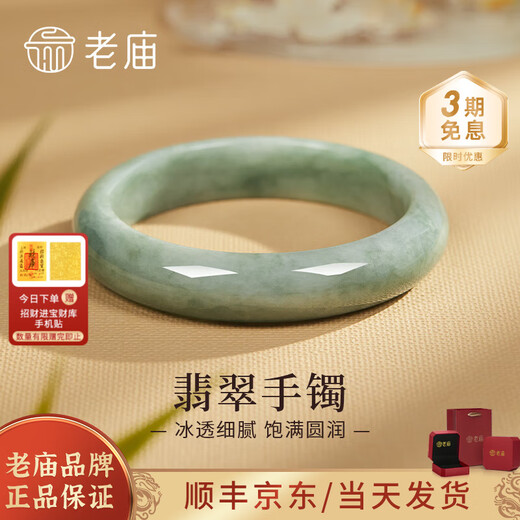 Laomiao Jade Bracelet Waxy Seed Women's Light Green Jade Bracelet Floating Flower Peace Bracelet for Girlfriend or Wife's Birthday Gift Light Green Jade Bracelet 54 Circles + Certificate + Gift Box