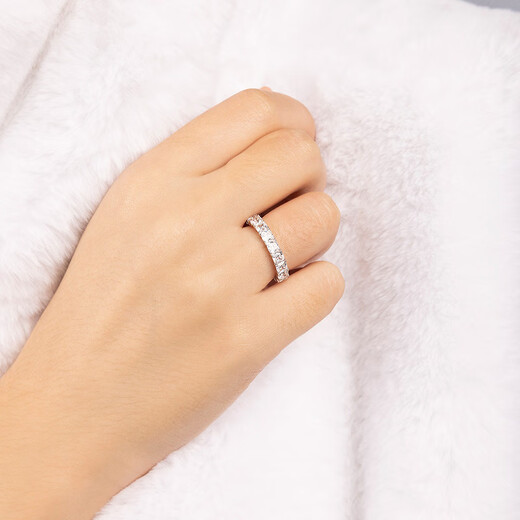 APM Monaco pavé ring, exquisite ring, a light luxury birthday gift for girlfriend, best friend, couple ring, silver size 52