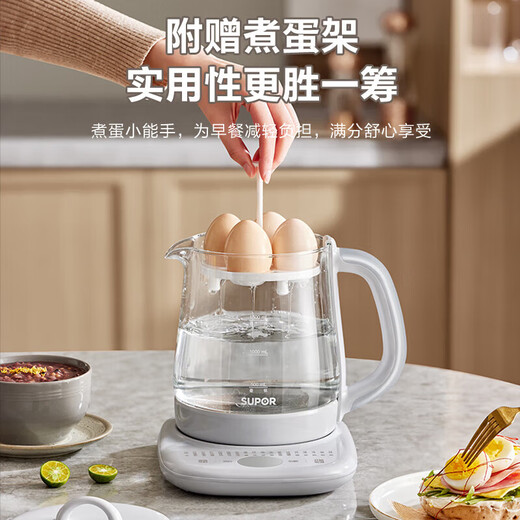 SUPOR Health Kettle 1.5L Large Capacity Stainless Steel Tea Kettle Thickened Glass Insulation Tea Kettle Office Constant Temperature Kettle Flower Tea Kettle Electric Kettle 1.5L / With Filter + Egg Rack / 316L Stainless Steel