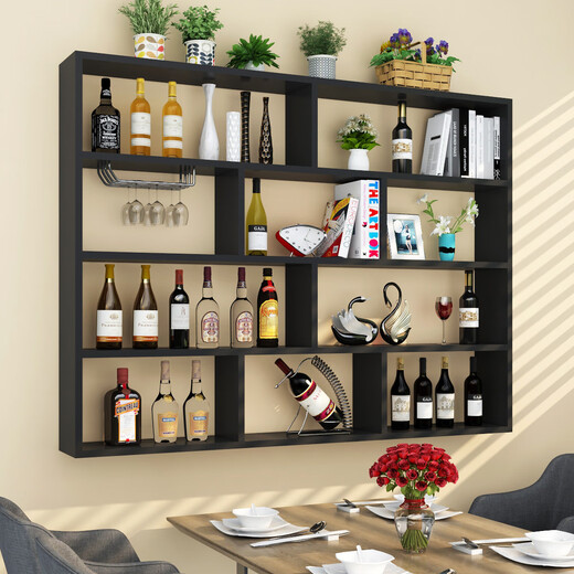 Zhong Zhanggui wall-mounted wine rack simple wine cabinet multi-layer restaurant wall wine rack hotel creative hanging wall cabinet storage rack bookshelf light walnut three-layer 100x100 deep 20cm