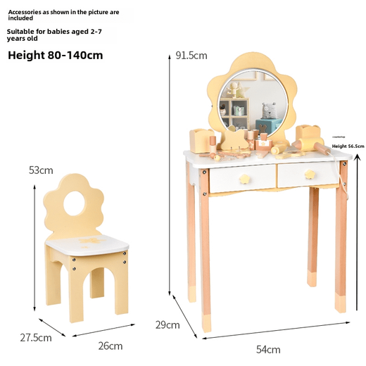 Shantou Lincun children's dressing table princess little girl dressing table wooden playroom artificial toy girl jewelry birthday gift nunukids beech wood dressing table + stool