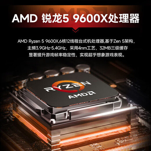 AMD&ASUS Ryzen R5 9600X/RTX5060/16G/1T Delta e-sports game family desktop computer host complete set