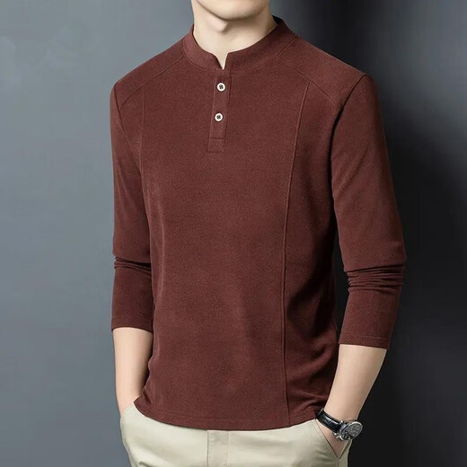 POLO SPORT autumn and winter double-sided German velvet bottoming shirt men's Henry collar trendy versatile long-sleeved T-shirt stand-up collar sweatshirt for men black M recommended 90-115Jin Jin is equal to 0.5 kg