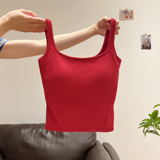 American hot girl vest with breast pads and suspenders for women 2025 summer new all-in-one underwear outer top white M 95-105Jin Jin is equal to 0.5 kg