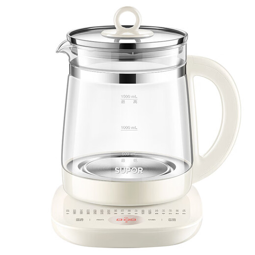 SUPOR Health Pot 1.5L Large Capacity 316L Stainless Steel Tea Kettle Thickened Glass Insulation Tea Kettle Office Constant Temperature Kettle Flower Tea Kettle Electric Kettle 18 Big Run Yang Menu 304 Stainless Steel 1.5L