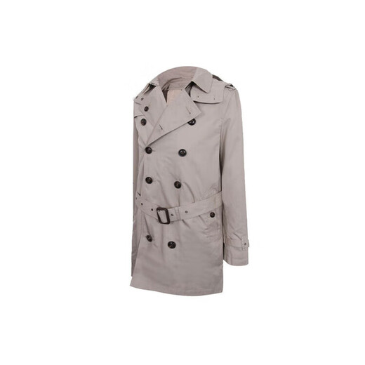 博柏利（BURBERRY）新年礼物纯色双排扣中长款长袖风衣男款灰色 灰色 L