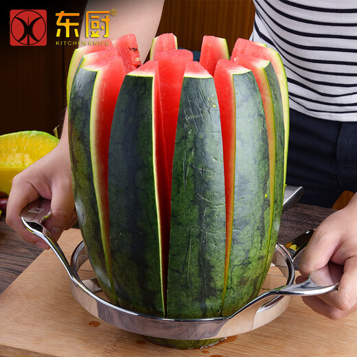Dongchu Extra Large Stainless Steel Watermelon Cutting Multifunctional Cantaloupe Cutting Slicer Apple Silver All-Steel Round Melon Slicer