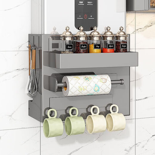 Jiaojing Water Heater Shield Magnetic Gas Kitchen No-Punch Wall Hanging to Cover Ugly Natural Gas Pipe Decoration Gun Gray Magnetic Absorbent + Holeless Dustproof Width 35 Depth 17 Height 30cm (Two-piece Set 1)