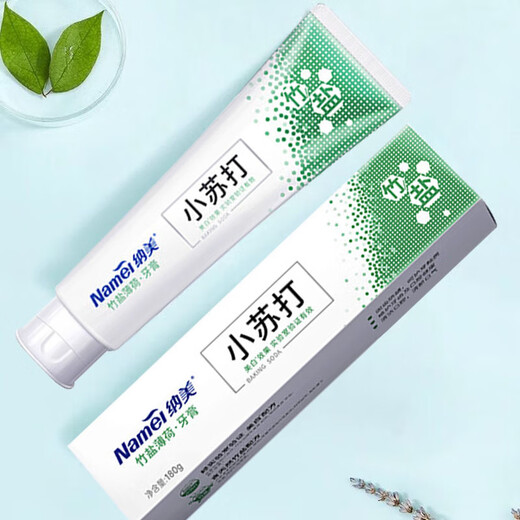 Na'Me baking soda toothpaste 180g Bamboo salt contains fluoride, whitens, removes yellow, removes tooth stains, protects gums, freshens breath for men and women, mint type 1 tube Baking soda bamboo salt toothpaste Na'Me 180g