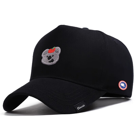 COUODOGOOSE Big Goose Versatile Peaked Cap Korean Version Baseball Cap Unisex Fashionable Couple Student Warm Casual Light Luxury Hat Black