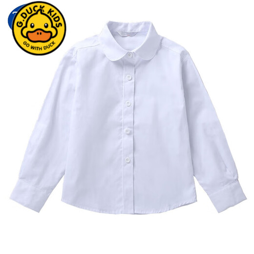 G.duck girls long-sleeved white shirt spring and autumn middle and large children's campus pure cotton white shirt children's girls primary school uniform style lace long sleeves plus velvet 160 cm suitable for 150-160cm age 10-12 years old