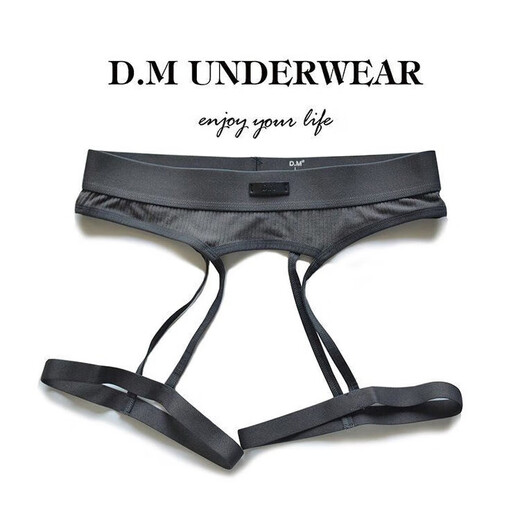 D.M men's underwear low-waisted sexy thong modal wide striped plush soft and empty personality sexy hot T-pants white M100-115Jin Jin is equal to 0.5 kg