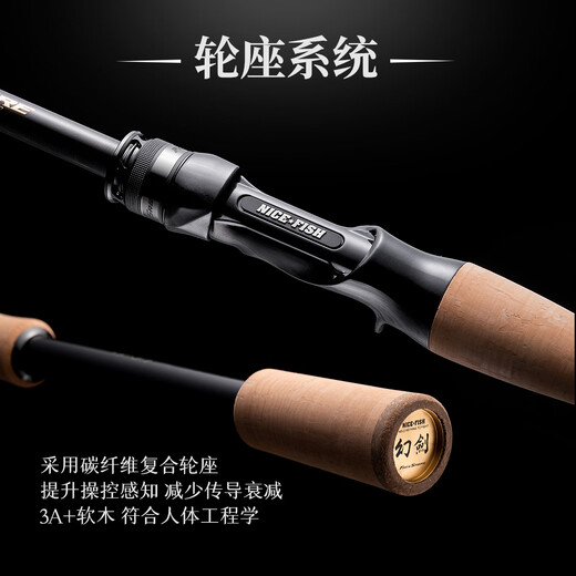 NICEFISH Phantom Sword Insect Rod Bass Mandarin Fish Gun Handle Lua Rod Straight Handle Lightweight Single Section Fishing Rod 2 Meters S672MF Straight Handle 2 Sections