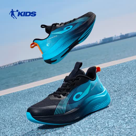 Jordan men's running shoes, children's spring and autumn lightweight 3.0 cushioning technology sports shoes, black/blue 35