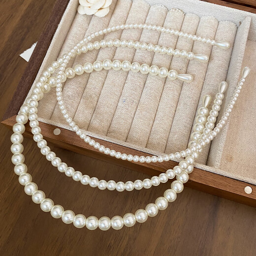 French elegant large pearl headband, feminine, versatile and high-end, going out, hair-pressing headband, daughter-in-law style headwear, large and small pearls 6-12mm