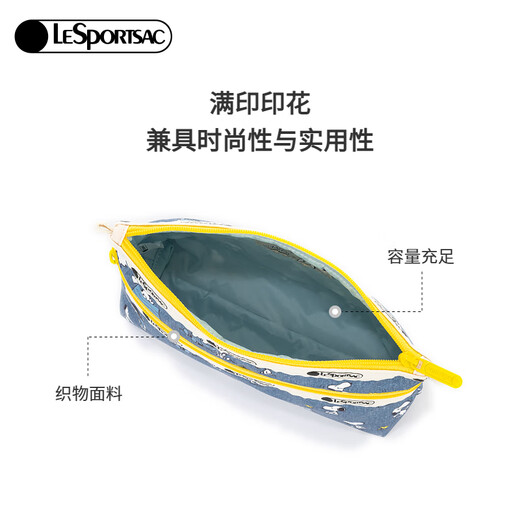 LeSportsac New Peanuts Comics Series Retro Blue Snoopy Compartment Storage Bag Clutch Peanuts Comics Happy Partner