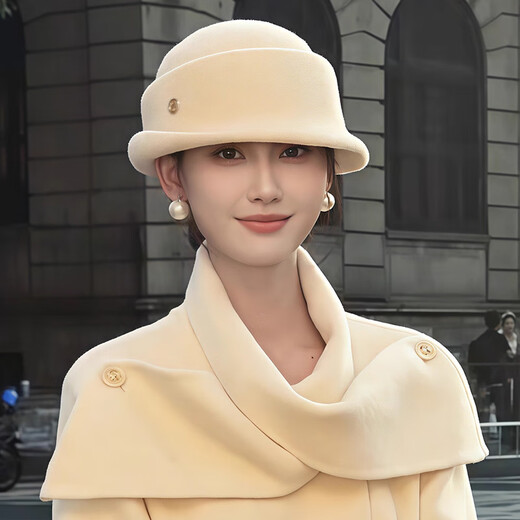 Zunti (zunti) Hepburn style hat for women with foreign daughters, small top hat for autumn and winter, versatile fisherman hat, fashionable and elegant basin hat, white, one size fits all