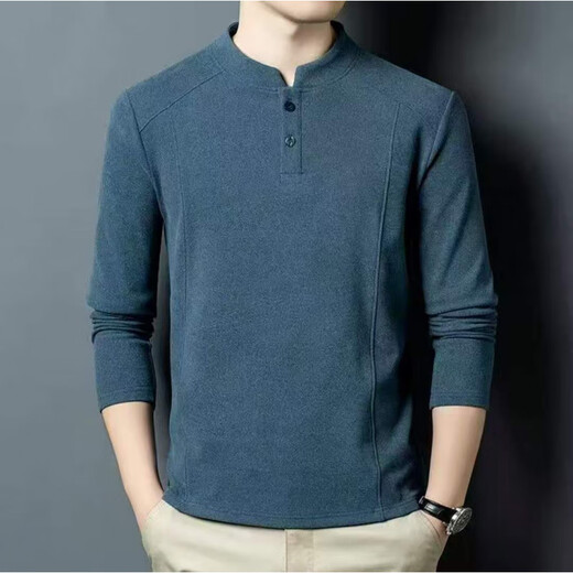 FR.YH.ZH Daolai Men's Wansu Fashion Sweater New Light Luxury Double-sided German Velvet Bottoming Shirt Men's Henry Collar Long Sleeve T-Shirt Gray M 90-110Jin Jin is equal to 0.5 kg