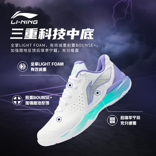 Li Ning Thunder NEW | Shock-absorbing badminton professional shoes for men and women, lightweight, high-rebound, wear-resistant and stable sports shoes, authentic