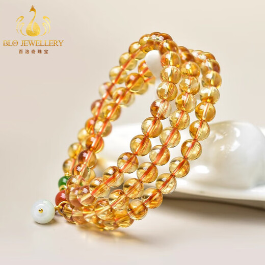 Bailuoqi Natural Citrine Bracelet 108 Buddha Beads Women's Three-Circle Multi-Circle Bracelet Bead Diameter Approximately 6mm 108 Beads Four-Circle