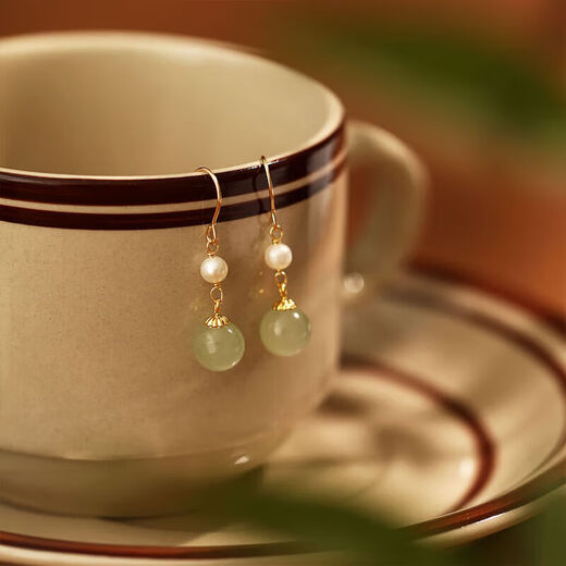 Ancient Hetian Jade Earrings for Women 2025 New Silver Pearl Earrings Birthday Gifts for Women Light Luxury Niche High-Level Sense Pearl and Hetian Jade Earrings as a Romantic Surprise for Girls