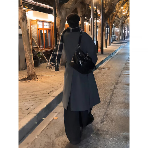 XUANSENTU gray Korean style woolen coat men's mid-length winter style British windbreaker Cthulhu quilted woolen coat trendy 310A-F918 gray upgraded version XL