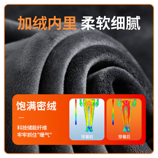 Pull back casual pants men's winter velvet thickened pants men's warm and comfortable versatile straight pants men's black 31/XL