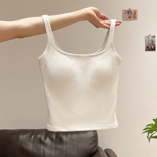 American hot girl vest with breast pads and suspenders for women 2025 summer new all-in-one underwear outer top white M 95-105Jin Jin is equal to 0.5 kg