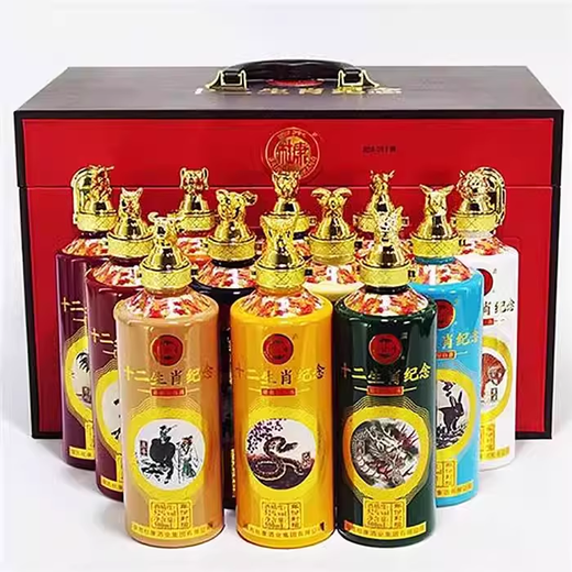 Baishui Dukang liquor strong-flavor type self-drinking ration wine holiday gift wedding wedding banquet gift box full box 52 degrees 500mL 12 bottles of twelve zodiac commemorative wine