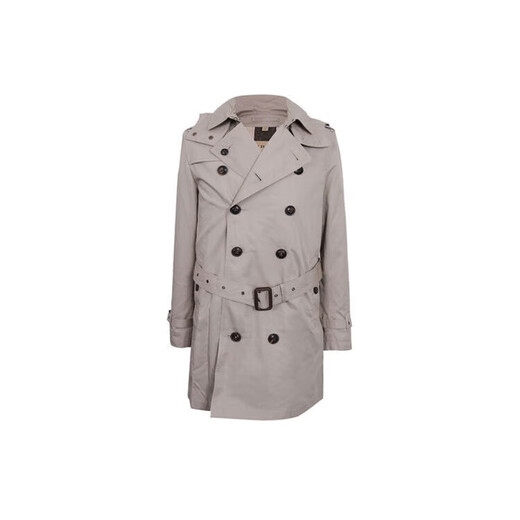 博柏利（BURBERRY）新年礼物纯色双排扣中长款长袖风衣男款灰色 灰色 L