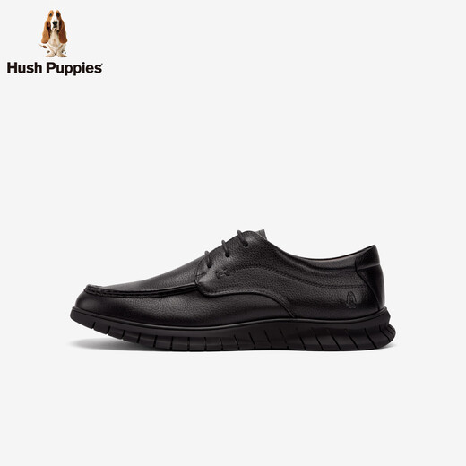 Hush Puppies 2025 Autumn New Men's Genuine Leather Derby Shoes Casual Commuting Leather Shoes Business Men's Shoes Obsidian Black 41