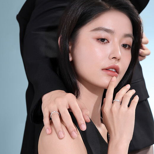 Wanfulong Platinum PT950 Ring Platinum Couple Style Pair Ring Live Mouth Adjustable Gift for Girlfriend’s Birthday Can Be Customized One Thing One Certificate Supports Appraisal You will be compensated 10% for a fake one