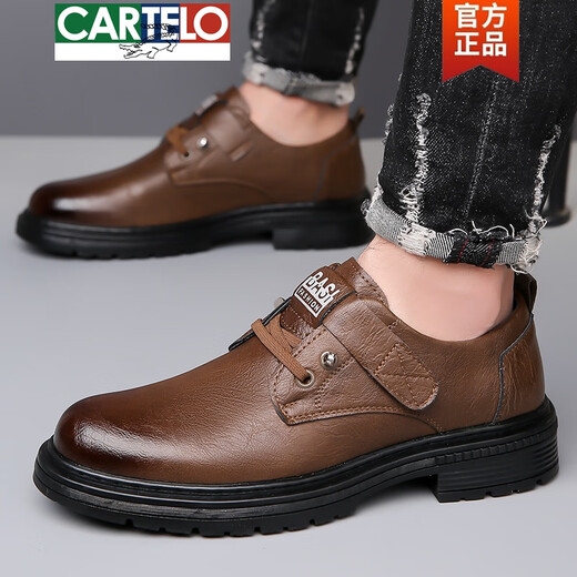 Cartelo Brand Cowhide Oren Chaussures masculines Nouveau 2024 Chaussures en cuir décontractées en cuir masculin Houghtable Chaussures de conduite Nouveaux produits 9908 Nouveau noir 42