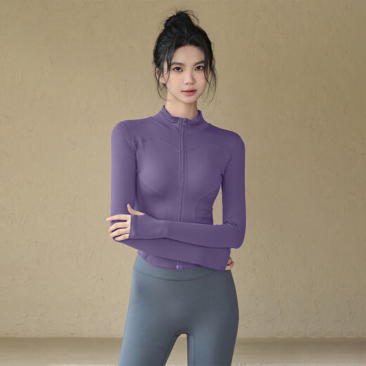 COZOK Cycling and Running Sports Jacket Women's Autumn and Winter Quick-Drying Yoga Wear Tops Fitness Wear Pilates Training Wear Long Sleeve Black - Waist Slimming S