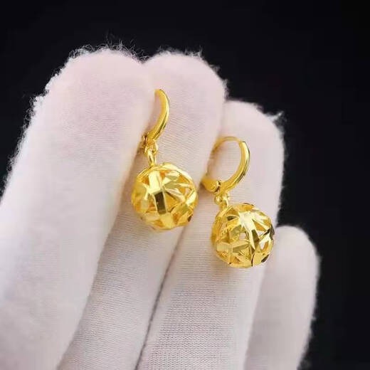 Puman Zhuji 18K gold gold earrings women's transfer beads 24K gold temperament earrings earrings fashion earrings earrings hydrangea earrings