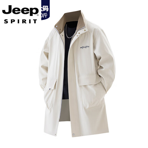 JEEP SPIRIT大码风衣外套男中长款2025春秋季新款休闲宽松夹克胖子加肥加大码 8808款卡其 4XL