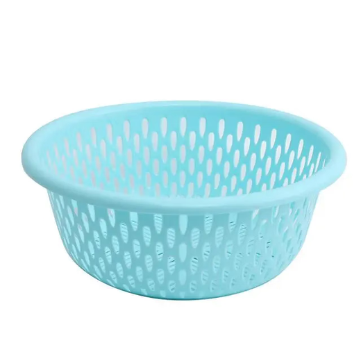 Double-layer vegetable washing basket, drain basket, kitchen round basket, washing basin, plastic large eye drain basket, vegetable washing sieve, diameter 37cm, khaki extra large