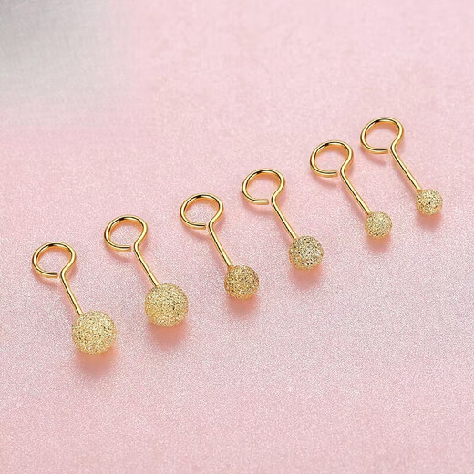 Puman Zhuji Earrings Women's 990 Gold Earrings Men's 925 Ear Bone Nails Curved Hook Silver Glossy 2.5MM Straight Needle