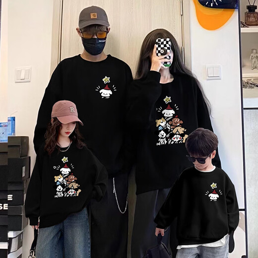 G.duck parent-child wear sweatshirt spring autumn winter 2025 new year model family of three and four mother and daughter wear family portrait children's clothing paper bag cat and dog white-thin section 90 cm for girls