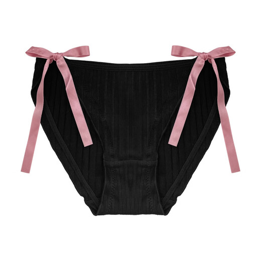 Universal Japanese style pure lust style sweet girl underwear bow pure cotton breathable mid-low waist briefs white hollow 12.2% off for orders of 5 pieces M