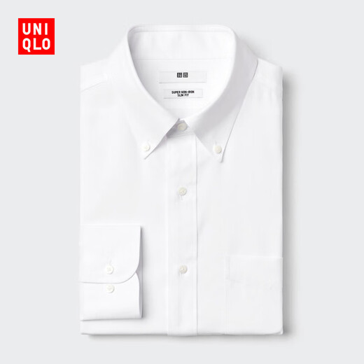 Uniqlo Men's High-Performance Slim-fit Wrinkle-Resistant Shirt/Long-Sleeved Shirt Business Commuting 477992 475900 477992/00 White L