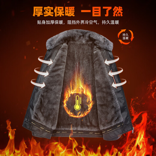 SHANSHAN杉杉皮衣男2025冬季新款加绒加厚保暖休闲百搭男士易打理通勤外套 黑色 XL /180