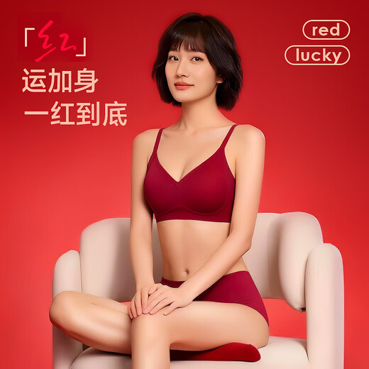 LangSha (LangSha) Zodiac Year Women's Underwear Set Year of the Horse 2026 Burgundy Autumn and Winter Sexy Push-up Panties Bra Without Wires 1 Bra + Free Limited Gift Box M /85-95Jin Jin equals 0.5kg Free size /70-140Jin Jin equals 0.5kg