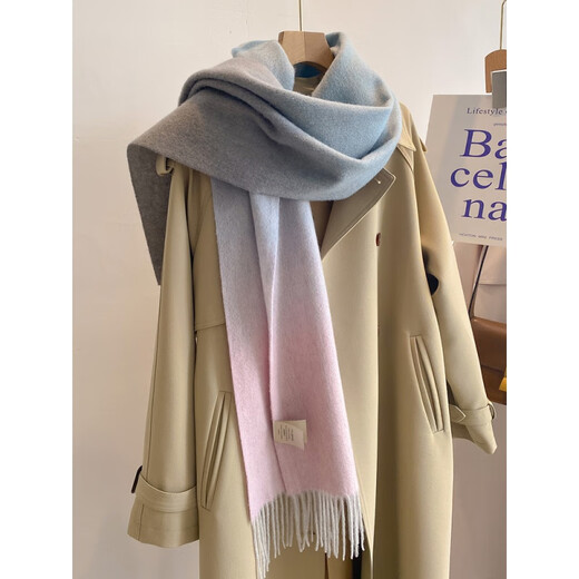 
Ordo City wool scarf women's shawl long winter dual-purpose warm sheep ladies' velvet shawl purple brown gray