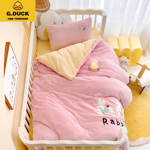 G.DUCKKIDS kindergarten thickened milk velvet quilt three-piece set for children's winter baby nap plus velvet quilt six-piece bedding set Nuannuan Xiaolu 3Jin Jin equals 0.5 kg soy fiber six-piece set (handbag)