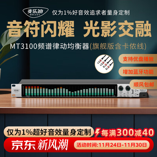 Melody MT3100 digital spectrum analyzer equalizer, professional 31-band EQ adjustment, intelligent noise reduction audio processor, audiophile-grade home stage performance KTV peripheral equipment, MT3100 flagship spectrum analyzer (including XLR male and bus)