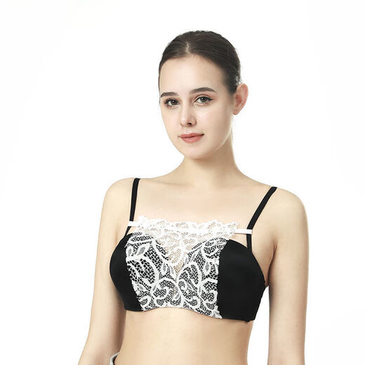 PI Aishi 2-piece anti-exposure tube top artifact with summer thin style, versatile lace low-neck breast cover, strapless, black + brown - 2-piece wipes, one size fits all