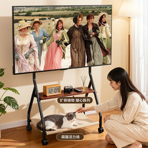 CABTE 32-75-inch mobile TV bracket cat climbing frame cart art cart 32/43/55/65/TV hanger TV mobile cart universal TV cart